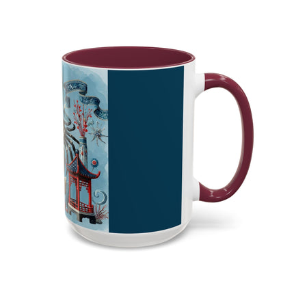 Spotted Crab & Pagoda Colorful Mug – Mystical Ocean & Asian Harmony