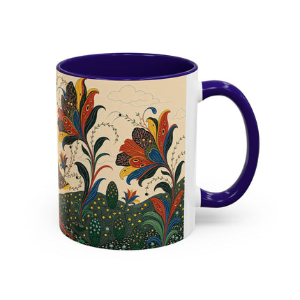 🌺🦋 The Enchanted Floral Voyage Colorful Mug – Art Deco Botanical Whimsy
