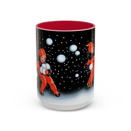 A Festive Snowball Toss Colorful Mugs (11oz, 15oz)