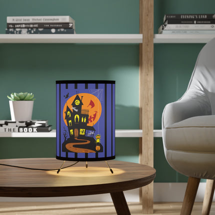 Halloween Night at the Haunted House Tripod Lamp