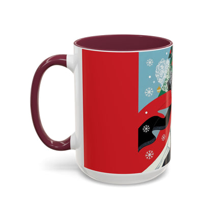 ❤️ The Lady Of The Crimson Scarf Colorful Mug – Art Deco Christmas Elegance