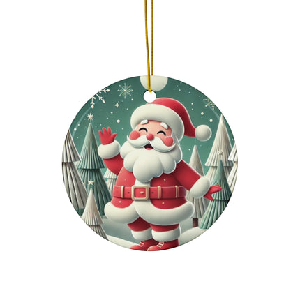 Santa's Joyful Night Ceramic Ornament