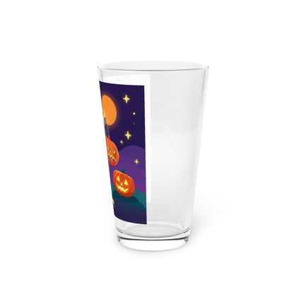 🎃🕯️ Moonlit Pumpkin Masquerade Glass, 16oz – Whimsical Halloween Charm