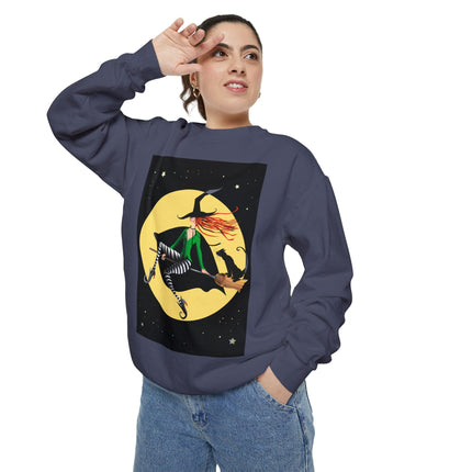 A Witch’s Moonlit Flight Unisex Garment-Dyed Sweatshirt