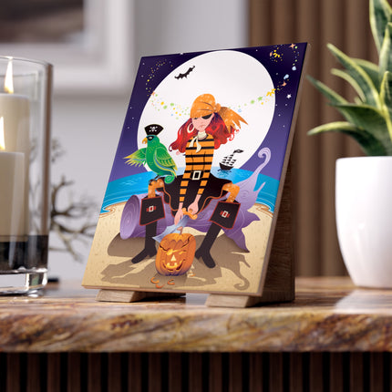 Moonlit Pirate Halloween Ceramic Tile