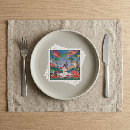 🌙🌺 The Lady Of The Midnight Garden Napkins – Art Deco Floral Reverie