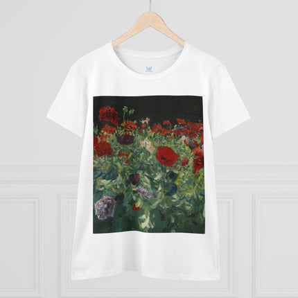 Poppies (A Study of Poppies for Carnation, Lily, Lily, Rose) by John Singer Sargent Women's Midweight Cotton Tee