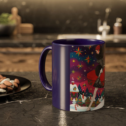🎁✨ The Lady Of The Christmas Hatbox Colorful Mug – Art Deco Holiday Fantasy