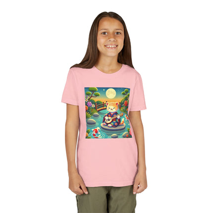 Melodic Kitten by the Koi Pond Youth Short Sleeve Tee
