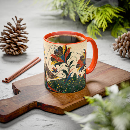 🌺🦋 The Enchanted Floral Voyage Colorful Mug – Art Deco Botanical Whimsy