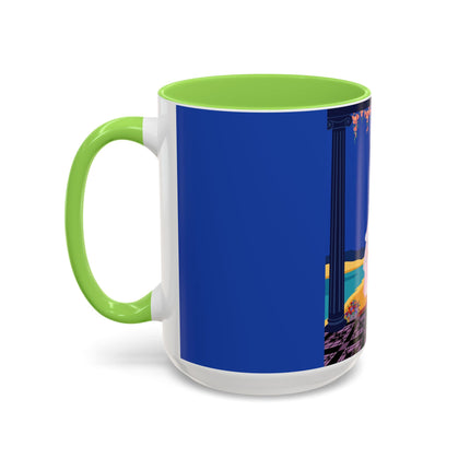 The Moonlit Promenade Colorful Mug (11oz, 15oz) – Blush Elegance, Coastal Romance & Art Deco Style
