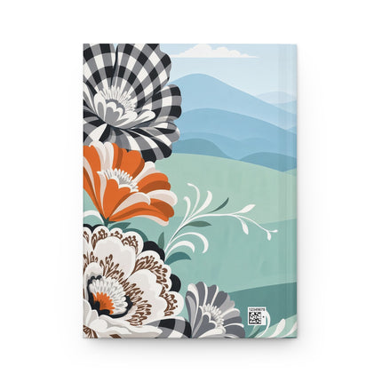 🖤🧡 The Lady Of The Checkered Flower Garden Hardcover Journal – Art Deco Fashion Whimsy