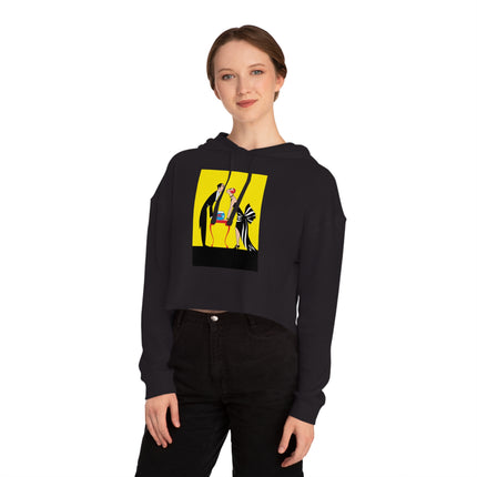 A Moment of Elegance: A Passionate Embrace Amidst Golden Splendor Women’s Cropped Hooded Sweatshirt
