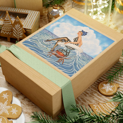 🦀🌊 The Seaside Crab Ride Kiss-Cut Stickers – Art Deco Beach Whimsy