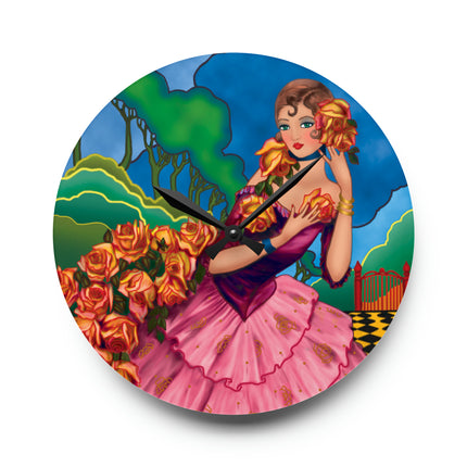 Enchanted Elegance Acrylic Wall Clock, Round and Square