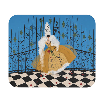🎭🌹 The Lady Behind The Mask Mouse Pad – Art Deco Masquerade Elegance