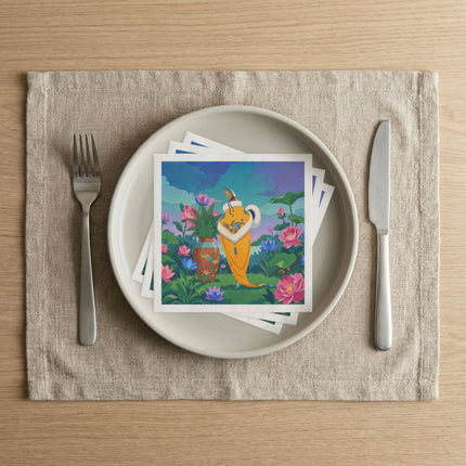 🪷✨ The Lady Of The Golden Lotus Garden Napkins – Art Deco Floral Elegance