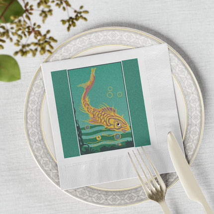 Golden Serenity White Coined Napkins