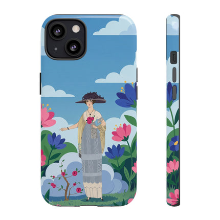 🌸🎩 The Lady Of The Grand Flower Garden Phone Case – Art Deco Fashion Illustration