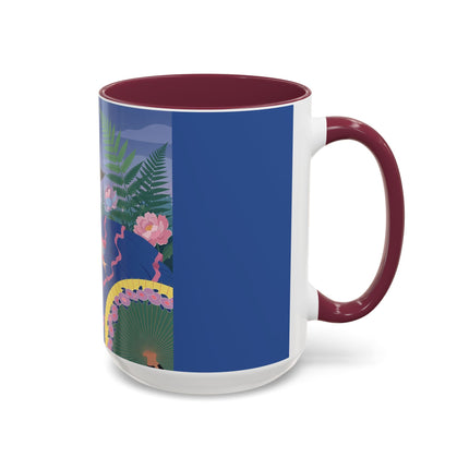 The Lady Of The Garden Stroll Colorful Mugs – Art Deco Botanical Elegance