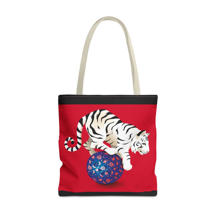 Majestic White Tiger on a Celestial Journey Tote Bag (AOP)