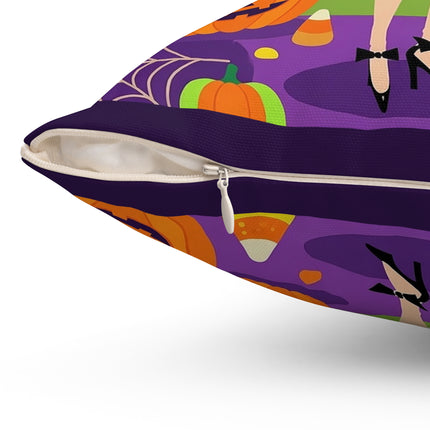 🍬🎃 The Lady Of Candy Corn Hollow Square Pillow – Colorful Halloween Charm