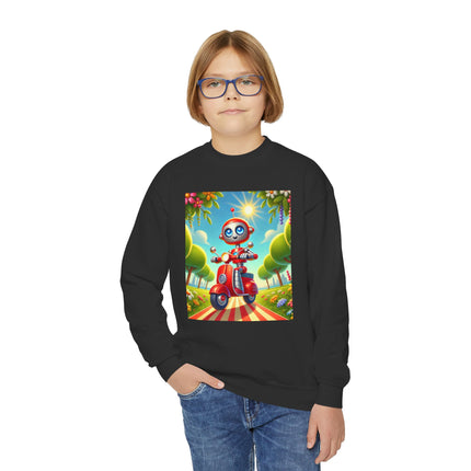 The Traveling Robot Youth Crewneck Sweatshirt – Adventure, Curiosity & Playful Discovery