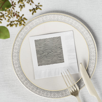 Wave Pattern on White Coined Napkins