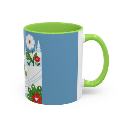 🎿❄️ The Winter Garden Skier Colorful Mug – Whimsical Holiday Fantasy