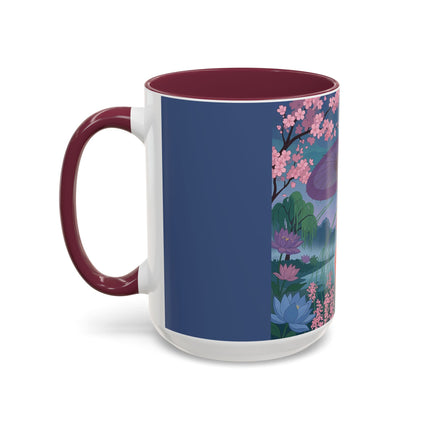 The Lady Of The Cherry Blossoms Colorful Mugs – Art Deco Spring Elegance