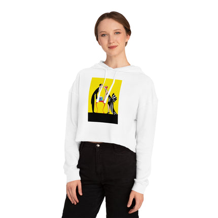 A Moment of Elegance: A Passionate Embrace Amidst Golden Splendor Women’s Cropped Hooded Sweatshirt