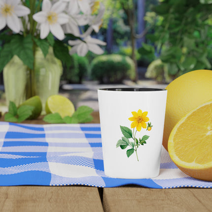 Dahlia Botanical Illustration by Pierre-Joseph Redouté Ceramic Shot Glass