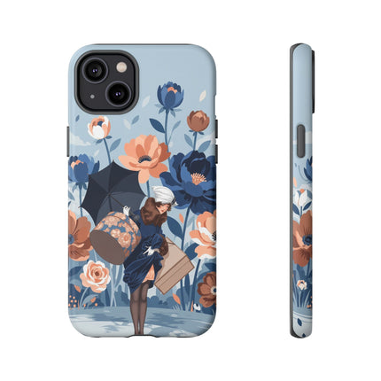 ☂️🌺 The Lady Of The Traveling Garden Phone Case – Art Deco Floral Adventure