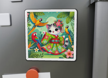 Parrot Dance of the Geisha Kitten Die-Cut Magnets (5 Sizes)