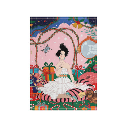 🎀🎄 Christmas Morning In The Rose Parlor Acrylic Art Block – Art Deco Holiday Fantasy