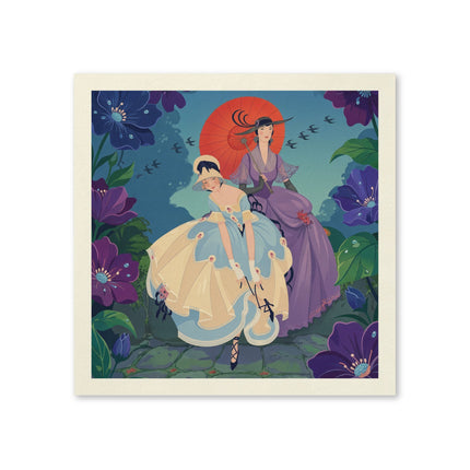 🌺☂️ The Garden Parasol Promenade Napkins – Art Deco Floral Fashion