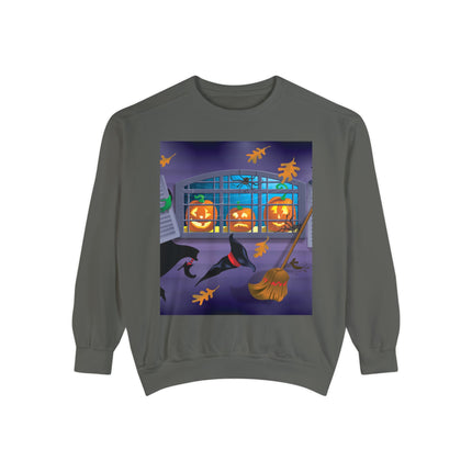 Whimsical Halloween Mischief Unisex Garment-Dyed Sweatshirt