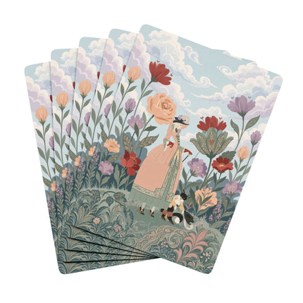 🌸🐈 The Lady And Puss In Boots Playing Cards – Art Deco Floral Fashion Fantasy