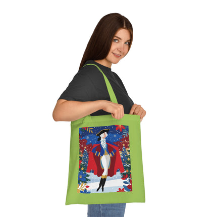 🎄🎭 The Christmas Masquerade Lady Cotton Tote Bag – Art Deco Holiday Glamour