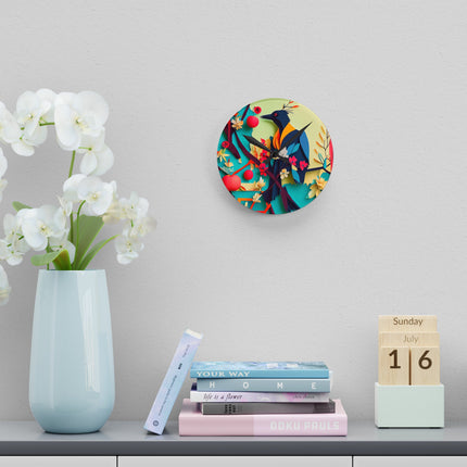 Curious Crow Acrylic Wall Clock, Round and Square