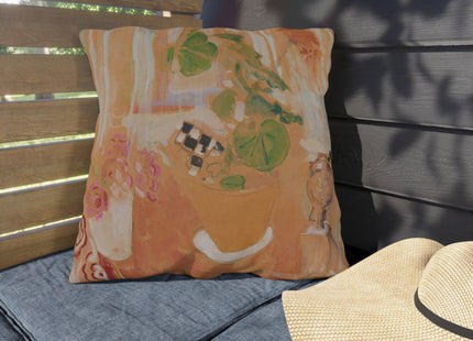 Still Life with Bronze Head by Oskar Moll Outdoor Pillows