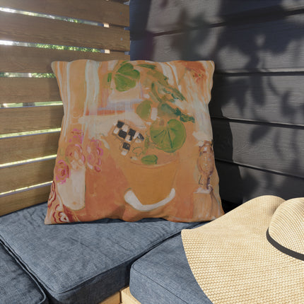 Still Life with Bronze Head by Oskar Moll Outdoor Pillows