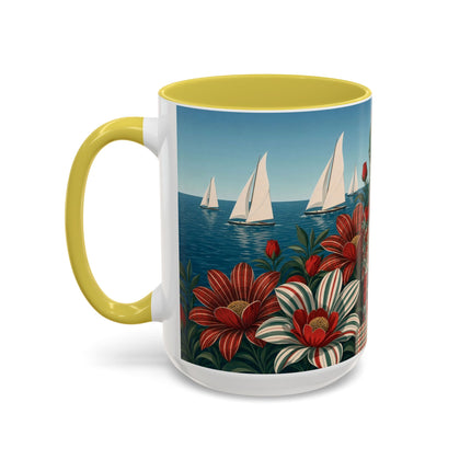 ⛵🌹 The Seaside Rose Traveler Colorful Mug – Art Deco Floral Elegance