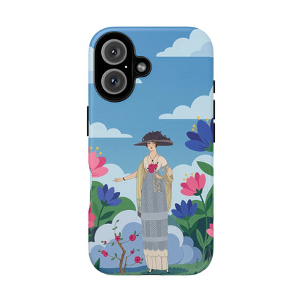 🌸🎩 The Lady Of The Grand Flower Garden Phone Case – Art Deco Fashion Illustration