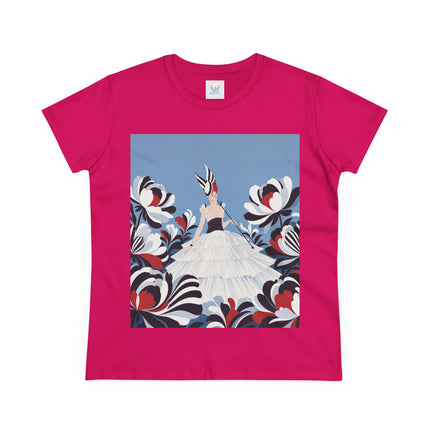 🖤🌸 The Black And Ivory Blossom Garden Cotton Tee – Art Deco Fashion Illustration