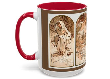 The Seasons by Alphonse Maria Mucha Colorful Mugs (11oz, 15oz)