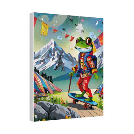 Skateboarding Frog Matte Canvas, Stretched, 0.75"