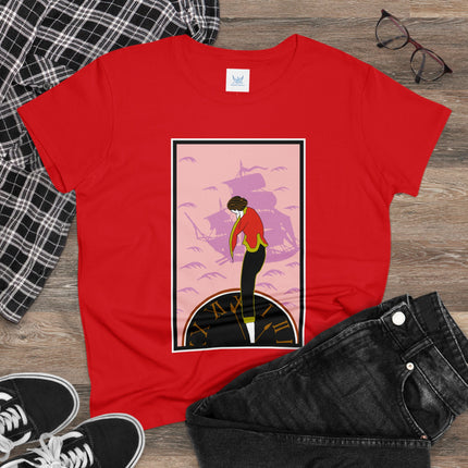 Woman Waiting for her Beloved at 1:59 by Kobayashi Kaichi Women's Midweight Cotton Tee