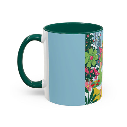 ☕🎄 Christmas Tea In The Snow Garden Colorful Mug – Art Deco Holiday Friendship