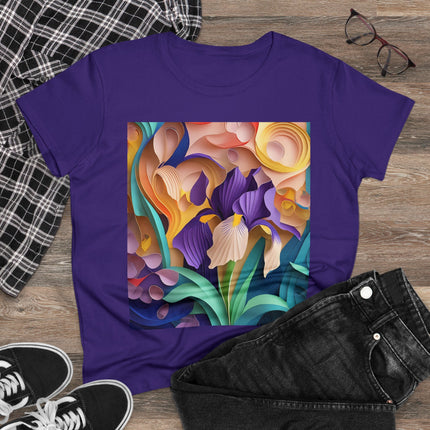 The Elegant Iris Flower Women's Midweight Cotton Tee